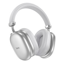 Wireless Ακουστικά Stereo Hoco W35 Max V5.4 800mAh με υποδοχή Micro SD και AUX ANC Ασημί