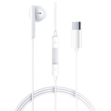 Hands Free Acefast L9 Μονό Ακουστικό USB-C με HD Μικρόφωνο Συμβατά με Όλες τις Συσκευές USB-C Λευκό 1.2m