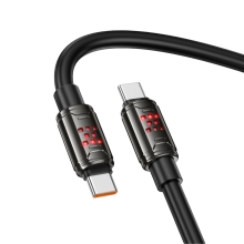 Καλώδιο Hoco U143 Joy USB-C σε USB-C 240W PD3.1 Fast Charge 5A με Zinc Alloy Κονέκτορες RGB Φωτισμό και Anti-bend Καλώδιο Μαύρο 1.2m