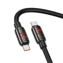 Καλώδιο Hoco U143 Joy USB-C σε USB-C 240W PD3.1 Fast Charge 5A με Zinc Alloy Κονέκτορες RGB Φωτισμό και Anti-bend Καλώδιο Μαύρο 1.2m