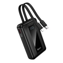 Power Bank Hoco J162 Full Power 10000mAh PD20W+22.5W QC με Θύρες USB+USB-C Ενσωματωμένα Καλώδια USB+Lighting και LED Ένδειξη Μπαταρίας Μαύρο