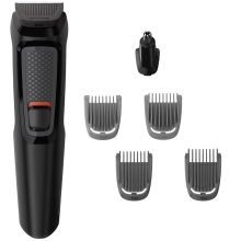 Επαναφορτιζόμενο Trimmer Philips MG3710/15 Multigroom Series 3000 6 σε 1 με Εξάρτημα για τη Μύτη και 4 Κεφαλές Διαφορετικού Μήκους Μαύρο