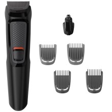 Επαναφορτιζόμενο Trimmer Philips MG3710/15 Multigroom Series 3000 6 σε 1 με Εξάρτημα για τη Μύτη και 4 Κεφαλές Διαφορετικού Μήκους Μαύρο