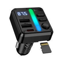 Bluetooth FM Transmitter Hoco E89 Libre 45W 2xUSB-A 1xUSB-C PD30W BT v5.4 με Αναπαραγωγή Μουσικής απο USB ή SD και Απάντηση Κλήσεων