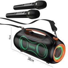 Φορητό Ηχείο Wireless Hoco. DS67 Cool Hi-Fi v5.4 6000mAh 600W AUX MicroSD USB με 2 Ασύρματα Μικρόφωνα και RGB Φωτισμό IPX5