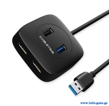 CABLETIME USB hub AMAF4, USB 3.0/micro USB/3x USB 2.0, 1m, μαύρο