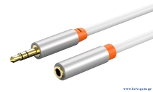 CABLETIME καλώδιο προέκτασης ήχου 3.5mm CT-AV311-P12G, gold plated, 1m, λευκό