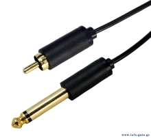 CABLETIME καλώδιο ήχου 6.35mm σε RCA AV323-11RCAG, 1.8m, μαύρο