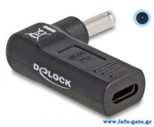 DELOCK αντάπτορας τροφοδοσίας 60004, USB-C σε HP 4.5x3mm, 90°, μαύρος
