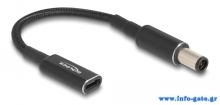 DELOCK καλώδιο τροφοδοσίας 60032, USB-C σε HP 7.4x5.0mm, 15cm, μαύρο