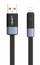 LDNIO καλώδιο Lightning σε USB LS242i, flat, 30W, 480Mbps, 2m, μαύρο