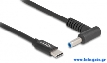 DELOCK καλώδιο τροφοδοσίας 87971, USB-C σε HP 4.5x3.0mm, 1.5m, μαύρο