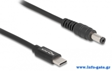 DELOCK καλώδιο τροφοδοσίας 87977, USB-C σε 5.5x2.1mm, 1.5m, μαύρο