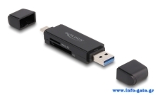 DELOCK card reader 91004 για SD & micro SD, USB & USB-C 5Gbps, μαύρο