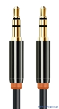 CABLETIME καλώδιο ήχου 3.5mm CT-AV311-P11G, gold plated, 0.5m, μαύρο