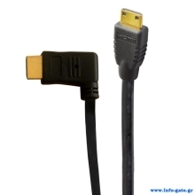 POWERTECH καλώδιο HDMI CAB-H018, γωνιακό, 90° right, 1.5m, μαύρο