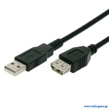 POWERTECH καλώδιο USB 2.0 αρσενικό σε θηλυκό CAB-U013, copper, 5m, μαύρο
