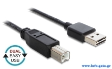 POWERTECH καλώδιο USB σε USB Type B CAB-U090, Dual Easy, 1.5m, μαύρο