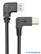 POWERTECH Καλώδιο USB σε USB Type-C CAB-U134, 90°, Dual Easy USB, 0.5m