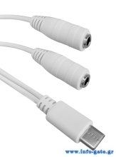 POWERTECH καλώδιο USB Type-C σε 2x 3.5mm CAB-UC055, 0.20m, λευκό