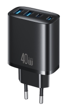 USAMS φορτιστής τοίχου CC330, 2x USB & 2x USB-C, 40W, GaN, μαύρος