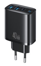 USAMS φορτιστής τοίχου CC330, 2x USB & 2x USB-C, 40W, GaN, μαύρος