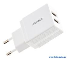 USAMS φορτιστής τοίχου T24 US-CC090, 2x USB, 2.1A, λευκός
