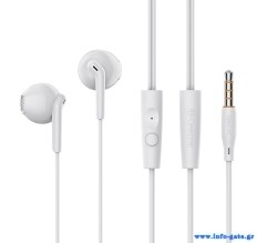 CELEBRAT earphones με μικρόφωνο G34, 3.5mm σύνδεση, 14mm, 1.2m, λευκά