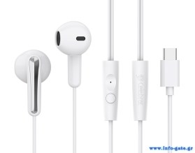 CELEBRAT earphones με μικρόφωνο G37, USB-C σύνδεση, 14.2mm, 1.2m, λευκά