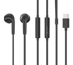 CELEBRAT earphones με μικρόφωνο G39, USB-C σύνδεση, 14mm, 1.2m, μαύρα