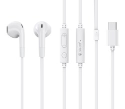 CELEBRAT earphones με μικρόφωνο G39, USB-C σύνδεση, 14mm, 1.2m, λευκά