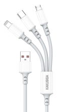 KAKUSIGA καλώδιο USB σε USB-C/Lightning/Micro USB KSC-1025, 5A, 480Mbps, 1.2m, λευκό