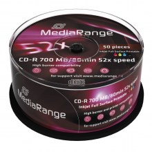 MEDIARANGE CD-R 52x 700MB, inkjet FF printable, cake box, 50τμχ