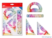 MP σετ πλαστικοί χάρακες PA159P, εύκαμπτοι, διάφανοι/πολύχρωμοι, 4τμχ