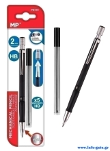 MP Mηχανικό μολύβι PE131, HB, 5x ανταλλακτικά, 2mm, 2τμχ