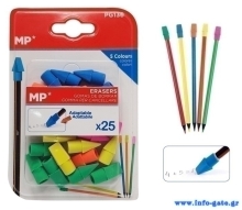 MP σετ γόμα καπάκι για μολύβι PG136, διάφορα χρώματα, 25τμχ