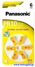 PANASONIC μπαταρίες ακουστικών βαρηκοΐας PR10, mercury free, 1.4V, 6τμχ