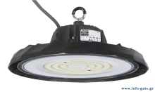 POWERTECH LED φωτιστικό καμπάνα PT-1531, 100W, 6500K, Φ30x11cm, IP65, μαύρο