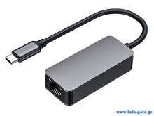 POWERTECH αντάπτορας USB-C σε RJ45 PTH-080, 10M/100M/1000M/2.5G, γκρι