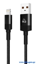 POWERTECH Καλώδιο USB σε Lightning eco round PTR-0082, copper, 1m, μαύρο