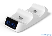 ROAR βάση φόρτισης gamepad RR-0019 για 2x PS5 DualSense, λευκή