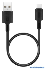ROCKROSE καλώδιο USB σε Micro USB Beta AM Mini, 2.4A 12W, 30cm, μαύρο
