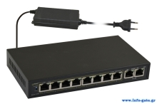 PULSAR PoE Ethernet Switch S108-90W, 10x ports 10/100Mb/s