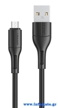 USAMS καλώδιο Micro USB σε USB US-SJ502, 2A, 1m, μαύρο