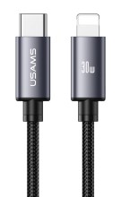 USAMS καλώδιο Lightning σε USB-C SJ770, 30W, 480Mbps, 1m, μαύρο