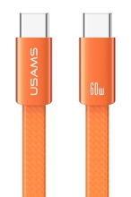 USAMS καλώδιο USB-C SJ783, 60W, 480Mbps, flat, 1.2m, πορτοκαλί