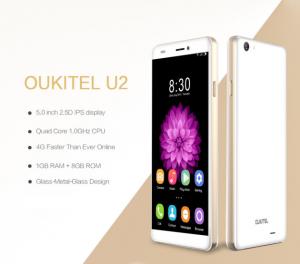 InfoGate-OUKITEL Smartphone U2, 4G, 5&quot; IPS, Quad-Core, Black